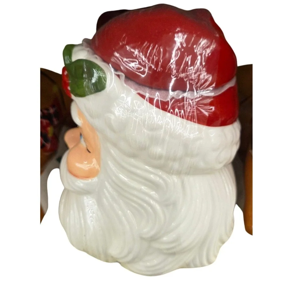 Vintage Style Ceramic Santa Cookie Jar Christmas Holiday Decoration‎